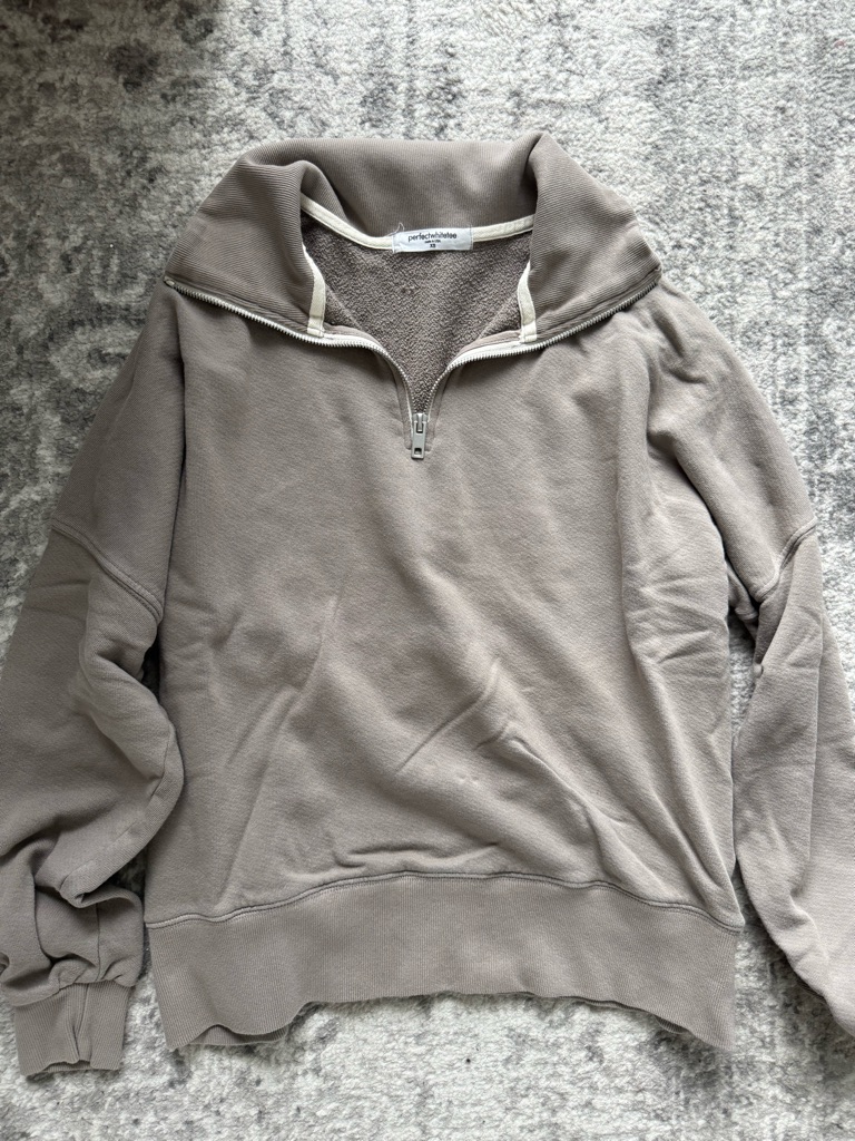 Worn Once - Perfectwhitetee French Terry Quarter Zip Sweater